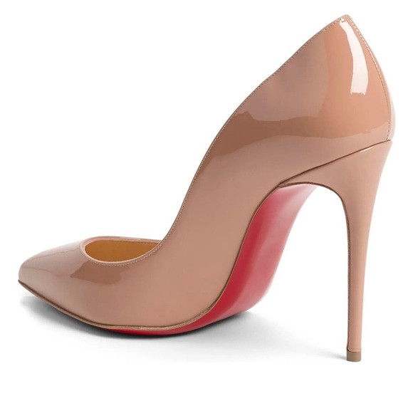 NWOT Christian Lounoutins PigalleFollies 100 Patent Nude Pumps - Picture 3 of 17